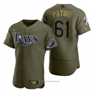 Maglia Baseball Uomo Tampa Bay Rays Luis Patino Camouflage Digitale Verde 2021 Salute To Service