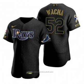 Maglia Baseball Uomo Tampa Bay Rays Michael Wacha Nero 2021 Salute To Service