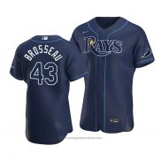 Maglia Baseball Uomo Tampa Bay Rays Mike Brosseau Autentico Alternato 2020 Blu