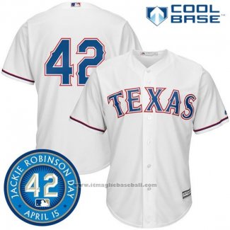 Maglia Baseball Uomo Texas Rangers Jackie Robinson Cool Base Bianco