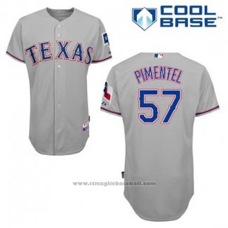 Maglia Baseball Uomo Texas Rangers Stolmy Pimentel 57 Grigio Cool Base