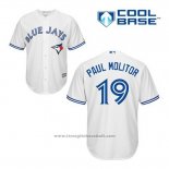 Maglia Baseball Uomo Toronto Blue Jays Paul Molitor 19 Bianco Home Cool Base