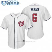 Maglia Baseball Uomo Washington Nationals 2017 Stelle e Strisce Anthony Rendon Bianco Cool Base