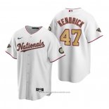 Maglia Baseball Uomo Washington Nationals Howie Kendrick Gold-Trimmed Championship Replica Bianco