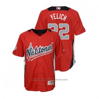 Maglia Baseball Bambino All Star Christian Yelich 2018 Home Run Derby National League Rosso