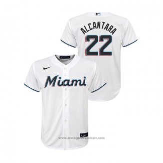 Maglia Baseball Bambino Miami Marlins Sandy Alcantara Replica Primera Bianco