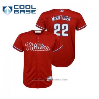 Maglia Baseball Bambino Philadelphia Phillies Andrew Mccutchen Cool Base Replica Alternato Rosso