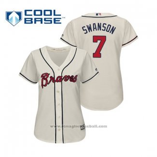 Maglia Baseball Donna Atlanta Braves Dansby Swanson Cool Base Alternato 2019 Crema