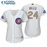 Maglia Baseball Donna Chicago Cubs 24 Alec Mills Bianco Or Cool Base