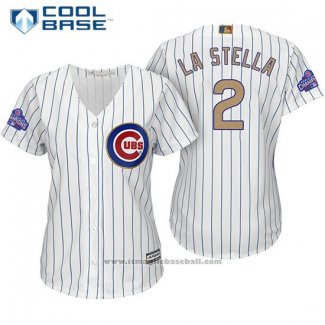 Maglia Baseball Donna Chicago Cubs 2 Tommy La Stella Bianco Or Cool Base