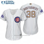 Maglia Baseball Donna Chicago Cubs 38 Mike Montgomery Bianco Or Cool Base