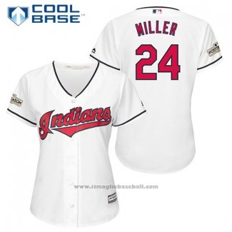 Maglia Baseball Donna Cleveland Indians 2017 Postseason 24 Andrew Miller Bianco Cool Base