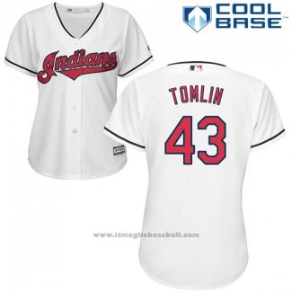 Maglia Baseball Donna Cleveland Indians 43 Josh Tomlin Home Cool Base