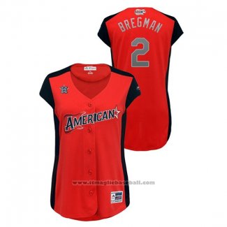 Maglia Baseball Donna Houston Astros 2019 All Star Workout American League Alex Bregman Rosso