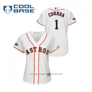 Maglia Baseball Donna Houston Astros Carlos Correa 2019 Postseason Cool Base Bianco