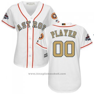 Maglia Baseball Donna Houston Astros Personalizzate 2018 Bianco