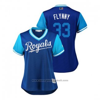 Maglia Baseball Donna Kansas City Royals Brian Flynn 2018 LLWS Players Weekend Flynny Blu