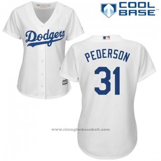 Maglia Baseball Donna Los Angeles Dodgers Joc Pederson Cool Base Bianco