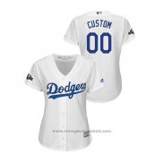 Maglia Baseball Donna Los Angeles Dodgers Personalizzate 2019 Postseason Cool Base Bianco