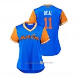 Maglia Baseball Donna Miami Marlins J.t. Realmuto 2018 LLWS Players Weekend Real Blu