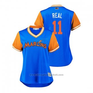 Maglia Baseball Donna Miami Marlins J.t. Realmuto 2018 LLWS Players Weekend Real Blu