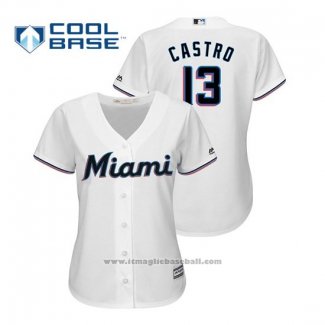 Maglia Baseball Donna Miami Marlins Starlin Castro Cool Base Home 2019 Bianco