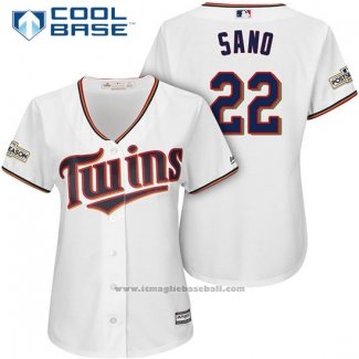 Maglia Baseball Donna Minnesota Twins 2017 Postseason Miguel Sano Bianco Cool Base