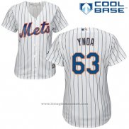 Maglia Baseball Donna New York Mets 63 Gabriel Ynoa Bianco Cool Base