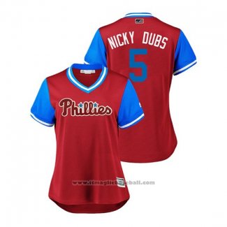 Maglia Baseball Donna Philadelphia Phillies Nick Williams 2018 LLWS Players Weekend Nicky Dubs Scarlet