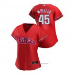 Maglia Baseball Donna Philadelphia Phillies Zack Wheeler 2020 Replica Alternato Rosso