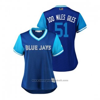 Maglia Baseball Donna Toronto Blue Jays Ken Giles 2018 LLWS Players Weekend 100 Miles Giles Blu