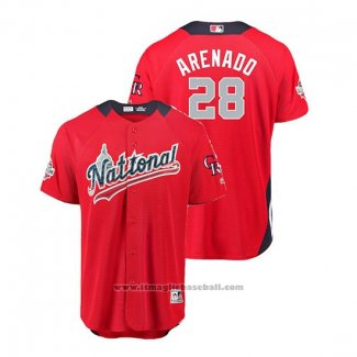 Maglia Baseball Uomo All Star Colorado Rockies Nolan Arenado 2018 Home Run Derby National League Rosso