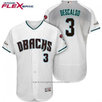 Maglia Baseball Uomo Arizona Diamondbacks 2017 Postseason 3 Daniel Descalso Bianco Flex Base