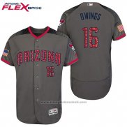 Maglia Baseball Uomo Arizona Diamondbacks 2017 Stelle e Strisce 16 Chris Owings Grigio Flex Base