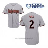 Maglia Baseball Uomo Arizona Diamondbacks 2 Aaron Hill Grigio Cool Base