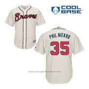 Maglia Baseball Uomo Atlanta Braves 35 Phil Niekro Crema Alternato Cool Base