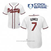 Maglia Baseball Uomo Atlanta Braves 7 Jonny Gomes Bianco Home Cool Base