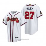 Maglia Baseball Uomo Atlanta Braves Austin Riley 2022 Gold Program Replica Bianco