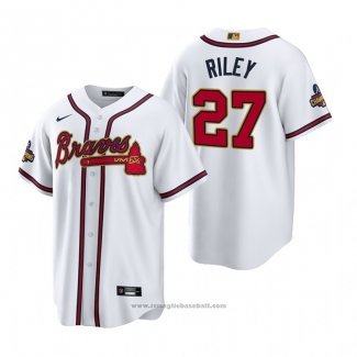 Maglia Baseball Uomo Atlanta Braves Austin Riley 2022 Gold Program Replica Bianco