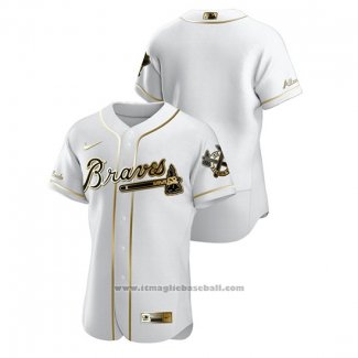 Maglia Baseball Uomo Atlanta Braves Golden Edition Autentico Bianco