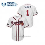 Maglia Baseball Uomo Atlanta Braves Ozzie Albies 2019 Postseason Cool Base Bianco