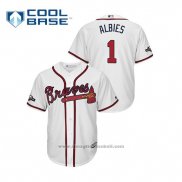 Maglia Baseball Uomo Atlanta Braves Ozzie Albies 2019 Postseason Cool Base Bianco