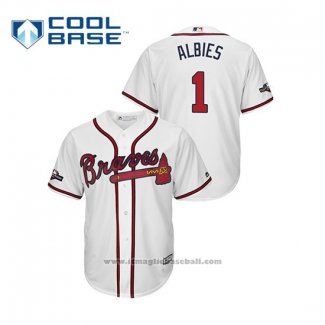 Maglia Baseball Uomo Atlanta Braves Ozzie Albies 2019 Postseason Cool Base Bianco