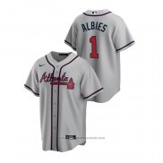 Maglia Baseball Uomo Atlanta Braves Ozzie Albies 2020 Replica Road Grigio