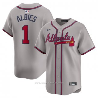 Maglia Baseball Uomo Atlanta Braves Ozzie Albies Away Limited Grigio