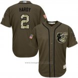 Maglia Baseball Uomo Baltimore Orioles 2 J.j. Hardy Verde Salute To Service