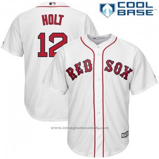 Maglia Baseball Uomo Boston Red Sox 12 Brock Holt Bianco Cool Base