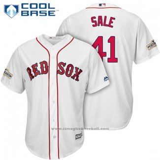 Maglia Baseball Uomo Boston Red Sox 2017 Postseason 41 Chris Sale Bianco Cool Base