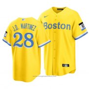 Maglia Baseball Uomo Boston Red Sox J.d. Martinez 2021 City Connect Replica Or