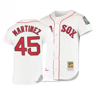 Maglia Baseball Uomo Boston Red Sox Pedro Martinez Cooperstown Collection Autentico Home Bianco